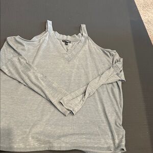 Express Light Gray Cold Shoulder Top